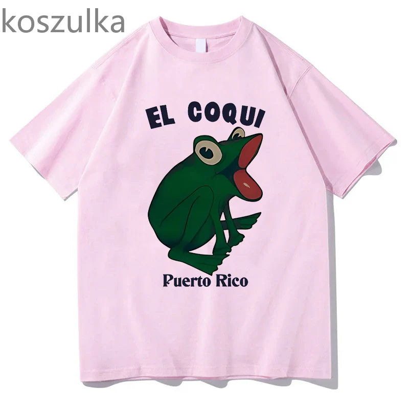 Bad Bunny Debi Tirar Mas Fotos Album Print Tshirt Hip Hop EL COQUI Frog Unisex Fashion Print T-Shirt Pure Cotton Streetwear Tops