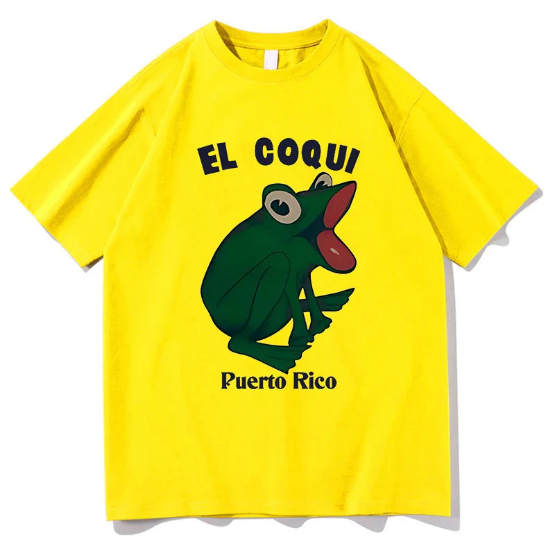 Bad Bunny Debi Tirar Mas Fotos Album Print Tshirt Hip Hop EL COQUI Frog Unisex Fashion Print T-Shirt Pure Cotton Streetwear Tops
