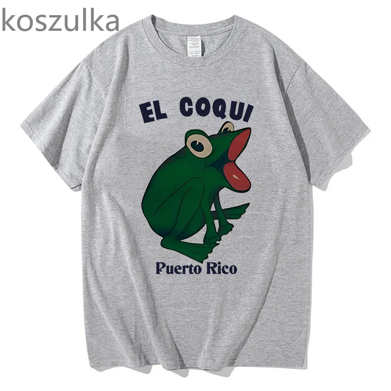 Bad Bunny Debi Tirar Mas Fotos Album Print Tshirt Hip Hop EL COQUI Frog Unisex Fashion Print T-Shirt Pure Cotton Streetwear Tops