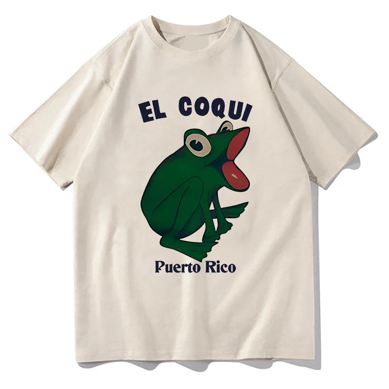 Bad Bunny Debi Tirar Mas Fotos Album Print Tshirt Hip Hop EL COQUI Frog Unisex Fashion Print T-Shirt Pure Cotton Streetwear Tops
