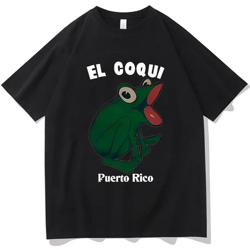 Bad Bunny Debi Tirar Mas Fotos Album Print Tshirt Hip Hop EL COQUI Frog Unisex Fashion Print T-Shirt Pure Cotton Streetwear Tops
