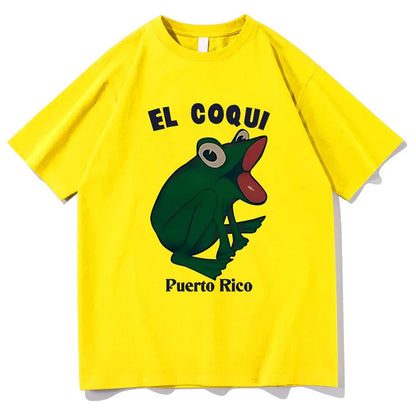 Bad Bunny Debi Tirar Mas Fotos Album Print Tshirt Hip Hop EL COQUI Frog Unisex Fashion Print T-Shirt Pure Cotton Streetwear Tops