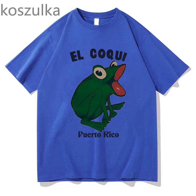 Bad Bunny Debi Tirar Mas Fotos Album Print Tshirt Hip Hop EL COQUI Frog Unisex Fashion Print T-Shirt Pure Cotton Streetwear Tops